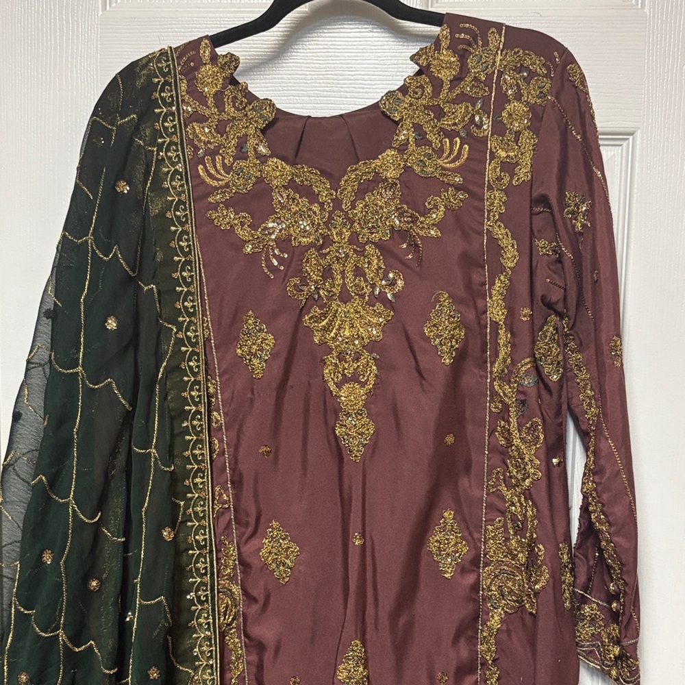 Elegant Gold Embroidered Dress